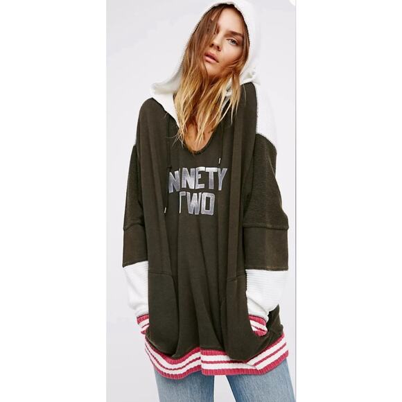 Free People Ninety Two Varsity Oversized Hoodie rare colorway - Picture 1 of 4